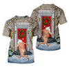 Maxcorners Women's Streaking Santa Doorbell Golf Shirt, Christmas Golf Shirt, Women’s Golf Apparel LM1507