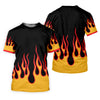 Maxcorners Black Red Yellow Flame Sleeve Golf Shirt, Hawaiian Golf Shirt, Golf Tops For Women LM1507