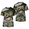 Maxcorners Wishin I Was Fishin Camo Fishing Shirt, Bass Fishing Shirt, SPF Shirt For Men, Presents For Fishermen