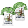 Maxcorners Cowboy Fishing Club Shirt, Personalized Bass Western Long Sleeve For Men, Fishing UPF Shirts