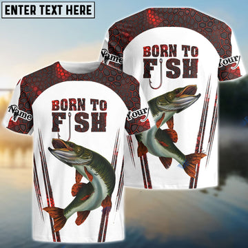 Maxcorners "Born To Fish" Musky Fishing Red Camo Customize Name 3D Shirts