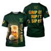 Maxcorners Grip It Rip It Sip It Golf And Beer St Patrick's Day Green Golf Shirts For Men, Golf Gift For Men