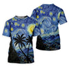 Maxcorners Van Gogh Starry Night Tropical Palm Tree Golf Shirt, Golf Polo For Women, Printed Golf Shirt LM1507
