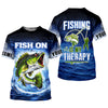 Maxcorners Fishing Is My Therapy Fishing UPF Shirt, Fish On, Personalized Fishing Shirt For Men, Mens Casual Shirts