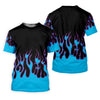 Maxcorners Black Cyan Purple Flame Sleeve Golf Shirt, Women's Golf Tops, Women’s Golf Apparel LM1507