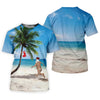 Maxcorners Funny Santa Running On Tropical Beach Christmas Golf Shirt, Women's Golf Tops, Golf Shirts For Women LM1507