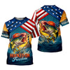 Maxcorners Hooked On Freedom Patriotic Fishing Shirt, Largemouth Bass Fishing SPF Shirt For Men, Men's Fishing Shirt