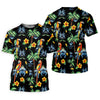 Maxcorners Black Tropical Parrot Palm Flower Pattern Golf Shirt, Women’s Golf Polo, Ladies Golf Shirts, Golf Tops For Women LM1507