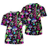 Maxcorners Black Neon Mushroom Pattern Golf Shirt, Women’s Golf Polo, Golf Shirts For Women, Performance Golf Shirt LM1507