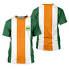Maxcorners Green Orange White Vertical Stripes St Patrick's Day Golf Shirt, Polo Shirts For Men, Golf Shirts For Men