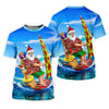 Maxcorners Santa And Reindeer Beach Surfing Christmas Golf Shirt, Women's Golf Tops, Hawaiian Golf Shirt LM1507