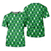 Maxcorners Green And White Lucky Four Leaf Clover Argyle Pattern St Patrick's Day Golf Shirt, Polo Shirts For Men