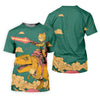 Maxcorners Laser Cat Dinosaur Golf Shirt, Retro Sci Fi T Rex Adventure Pattern, Golf Shirt For Women LM1507