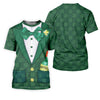 Maxcorners St Patrick's Day Green Shamrock Suit Whiskey Golf Print Golf Shirt, Polo Shirts For Men, Golf Shirts For Men
