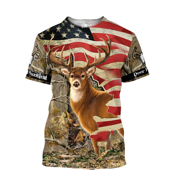 Max Corner Deer Hunting America Flag 3D All Over Printed Shirts Gift For Hunter