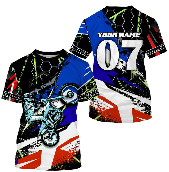 Personalized Supercross Riding Jersey Custom Number & Name Motorcycle Off-Road Dirt Bike Racing