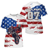 American Flag Dirt Bike Jersey Personalized UPF30+ Adult Patriotic Motocross Racing Motorcycle Jersey