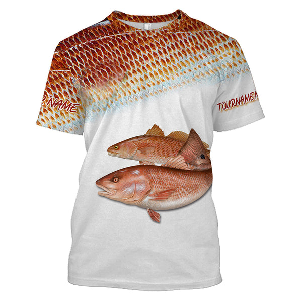 Maxcorners Personalized Red Fish Puppy Drum Tournament Fishing 3D Shirts