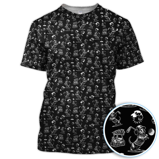 Maxcorners Dachshund Pattern Golf Shirt for Men, Funny Christmas Golf Polos, Golf Gift For Men