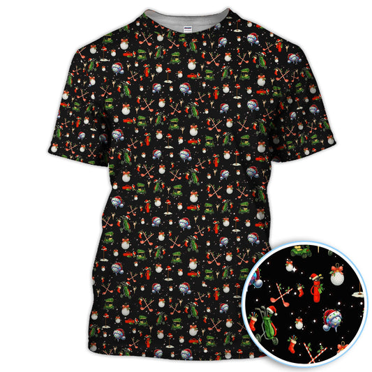 Maxcorners Funny Pattern Golf Polos, Christmas Golf Shirt For Men, Xmas Golf Gift For Golfer