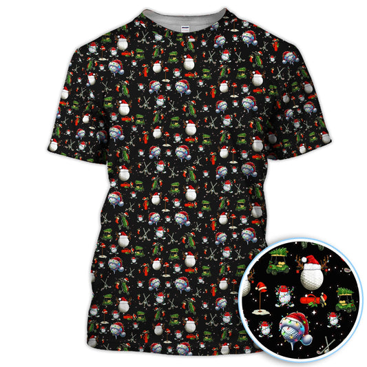 Maxcorners Funny Christmas Golf Shirt, Pattern Golf Polos For Men, Xmas Golf Shirt For Golfers