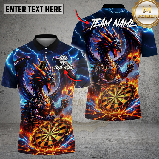 Maxcorners Darts Storm Dragon Lightning Fury Multicolor Options Personalized Name, Team Name 3D Shirt (4 Colors)