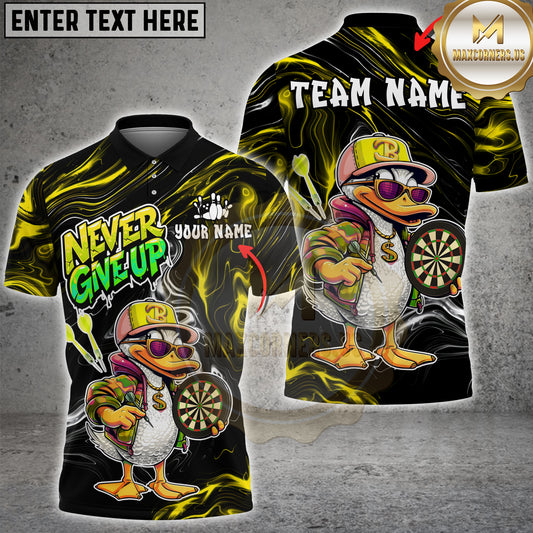 Maxcorners Darts Funny Duck Cartoon Character Urban Streetwear Vibrant Sportswear Multi Options Personalized Name, Team Name Unisex 3D Shirt (4 Colors)