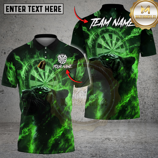 Maxcorners Dart Player Neon Tiger Spirit Multicolor Options Personalized Name, Team Name 3D Shirt (4 Colors)
