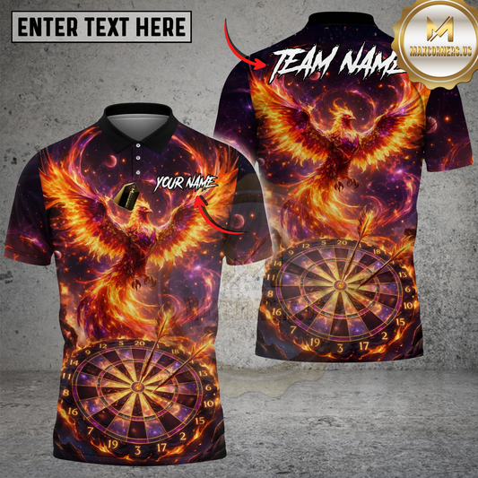 Maxcorners Darts Phoenix Firebird Dartboard Multicolor Options Personalized Name, Team Name 3D Shirt