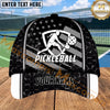 Maxcorners Pickleball Player Cap Black White Shield Graphic Design Personalized Name 3D Cap