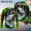 Maxcorners Fishing Neon Green Flame Thunder Multicolor Options Personalized Name, Team Name 3D (12 Fish Species)