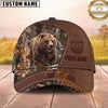 Maxcorners Hunting Leather Patch Woodland Camo Multi Options Personalized Name 3D Cap