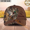Maxcorners Hunting Leather Patch Woodland Camo Multi Options Personalized Name 3D Cap