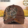 Maxcorners Hunting Leather Patch Woodland Camo Multi Options Personalized Name 3D Cap
