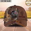Maxcorners Hunting Leather Patch Woodland Camo Multi Options Personalized Name 3D Cap