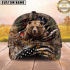 Maxcorners Hunting Cap Whitetail Buck Ripped American Flag Camo Design Multi Options Personalized Name 3D Cap