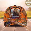 Maxcorners American Deer Hunter Cap Whitetail Buck Orange Woodland Camo Design Multi Options Personalized Name 3D Cap