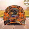 Maxcorners American Deer Hunter Cap Whitetail Buck Orange Woodland Camo Design Multi Options Personalized Name 3D Cap