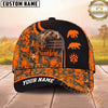 Maxcorners Hunting Cap Whitetail Buck Orange Camo Emblem Design Multi Options Personalized Name 3D Cap