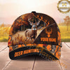 Maxcorners Hunting Cap Whitetail Buck Autumn Forest Black Orange Design Multi Options Personalized Name 3D Cap