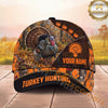 Maxcorners Hunting Cap Whitetail Buck Autumn Forest Black Orange Design Multi Options Personalized Name 3D Cap