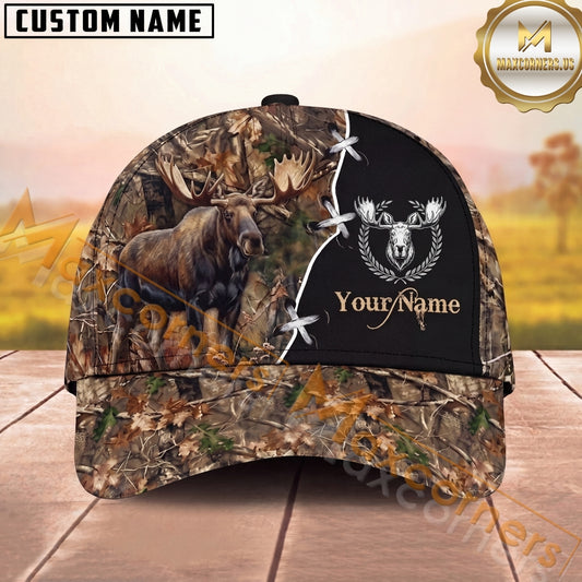 Maxcorners Hunting Cap Whitetail Buck Barbed Wire Woodland Camo Design Multi Options Personalized Name 3D Cap