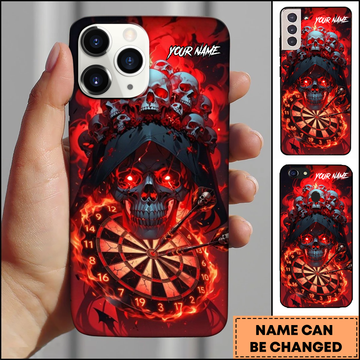 Maxcorners Grim Reaper Dartboard Skull Art Multicolor Options Personalized Name Phone Case