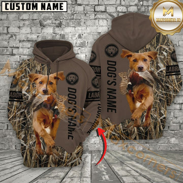 Maxcorners Fox Red Labrador Retriever Hunting Dog Hoodie Wildlife Hunting Marsh Camo Design Personalized Name Unisex 3D Hoodie