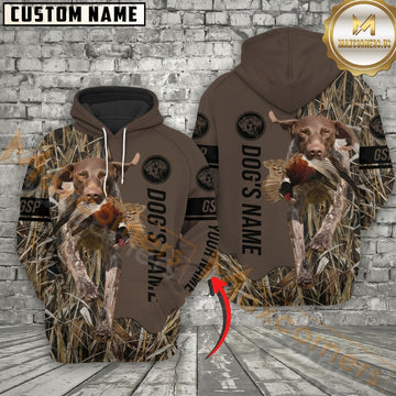 Maxcorners German Shorthaired Pointer Hunting Dog Hoodie Wildlife Hunting Marsh Camo Design Personalized Name Unisex 3D Hoodie