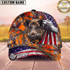 Maxcorners Hunting Cap American Flag Orange Woodland Camo Design Multi Options Personalized Name 3D Cap