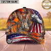 Maxcorners Hunting Cap American Flag Orange Woodland Camo Design Multi Options Personalized Name 3D Cap