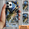 Maxcorners Fishing Modern Abstract Graphic Multicolor Options Personalized Name Phone Case (12 Fish Species)