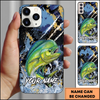 Maxcorners Fishing Modern Abstract Graphic Multicolor Options Personalized Name Phone Case (12 Fish Species)