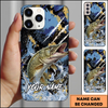 Maxcorners Fishing Modern Abstract Graphic Multicolor Options Personalized Name Phone Case (12 Fish Species)